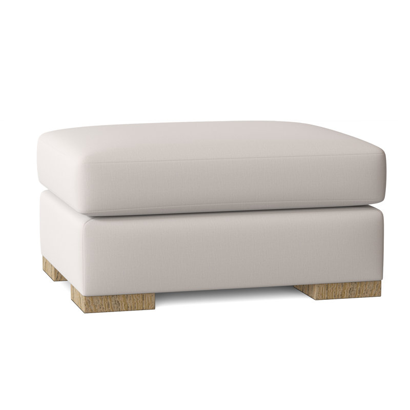 Branam Upholstered Ottoman, Natural, Lena White