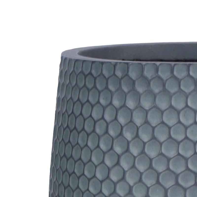 Concrete Effect Round Planter on Hardwood Legs, Round Indoor Plant Pot Stand for Indoor Plants, Indoor Flower Pot with Honeycomb Pattern