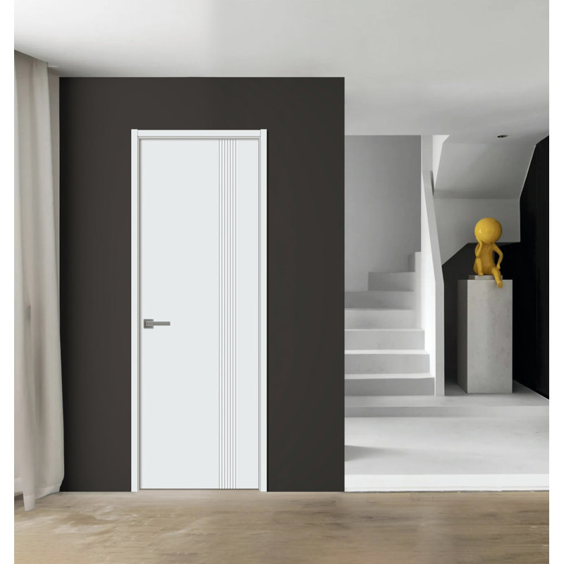 Panneau de porte à dalle - ESSENTIAL 0777 - Portes en placage de bois - Penderie coulissante, Blanc arctique, 28 po x 84 po