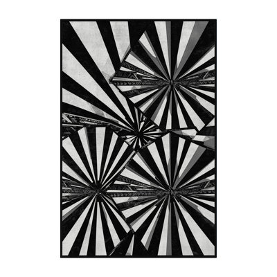 Soft Plush Narberth Art Deco Starburst Area Rug in Gray – Black Binding