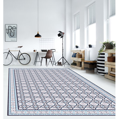 Eliasz Vinyl Machine Printed Area Rug