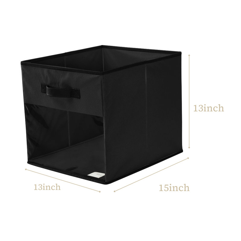 Ensemble de bacs de rangement en tissu avec fenêtre transparente (ensemble de 4), Noir