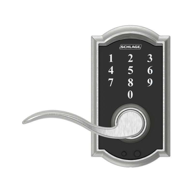 Schlage Touch Keyless Touchscreen Lever with Camelot Trim and Accent Lever, Satin Chrome