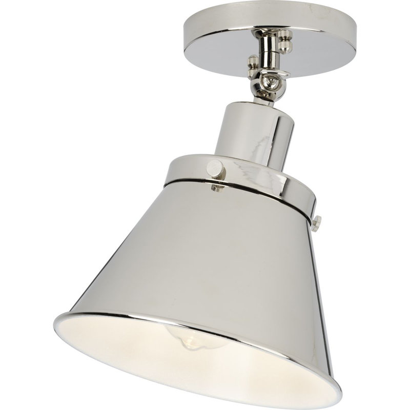 Plafonnier semi-encastré 1 lumière 8,25 po, Nickel poli, Nickel poli