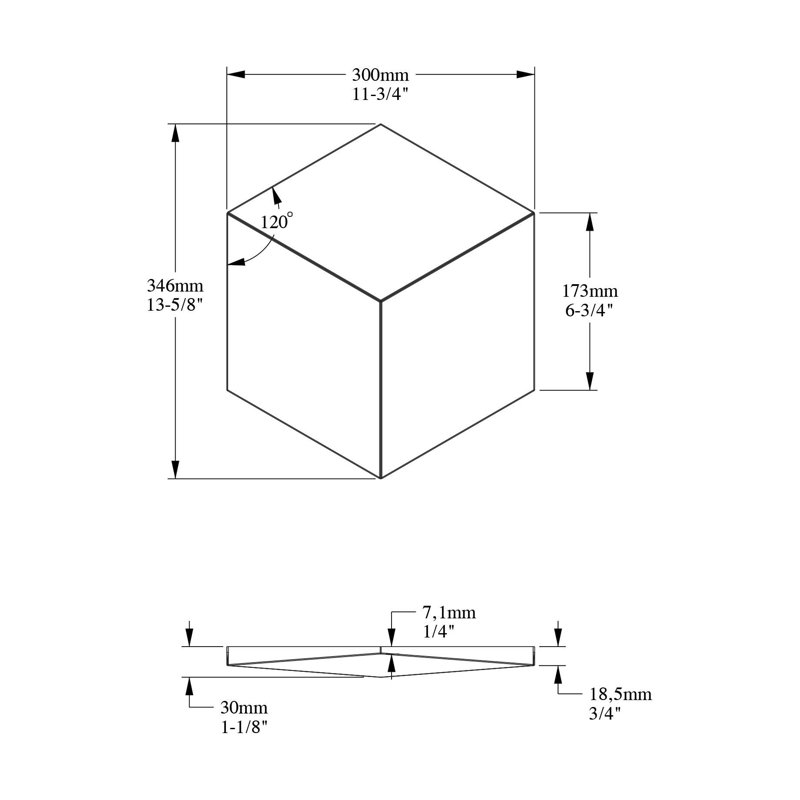 Panneau mural décoratif 3D en polyuréthane apprêté 1-1 / 8 po x 11 3/4 po x 13-5 / 8 po Rhombus