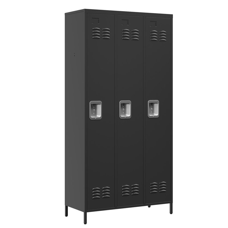Metal Lockers With Materials - Home Gym Office Garage, Black Spacious Storage Locker For All Purposes