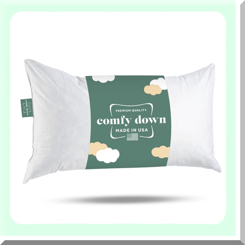 Luxury Down-Filled Cotton Throw Pillow Insert - Rectangle, 233 Thread Count - Decorative Feathers Fill Cushion Insert