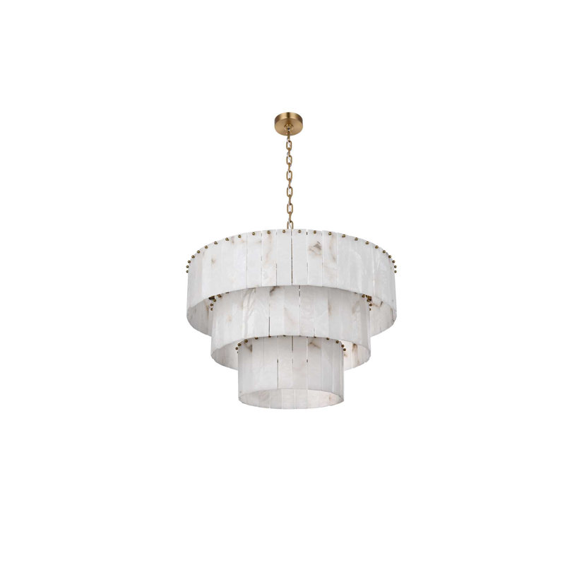 Lustre en albâtre 32 pouces Intisar, Or satiné