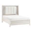 Tête de lit à DEL grand lit, blanc antique, décoration de chambre à coucher moderne avec finition blanche et coussin