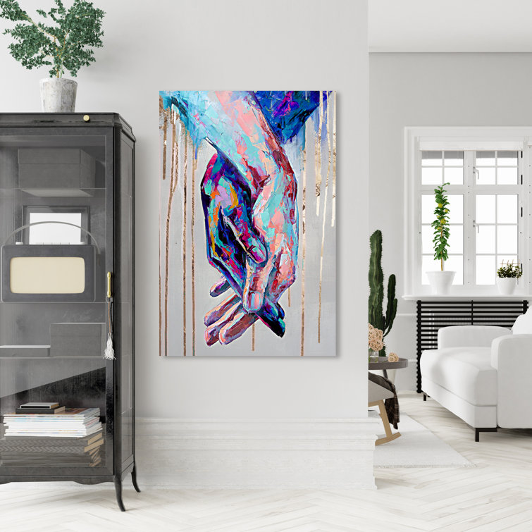 Abstract Always Together - Graphic Art Print on Canvas Willa Arlo Interiors Format: Black Framed, Size: 36 H x 24 W x 1.5 D