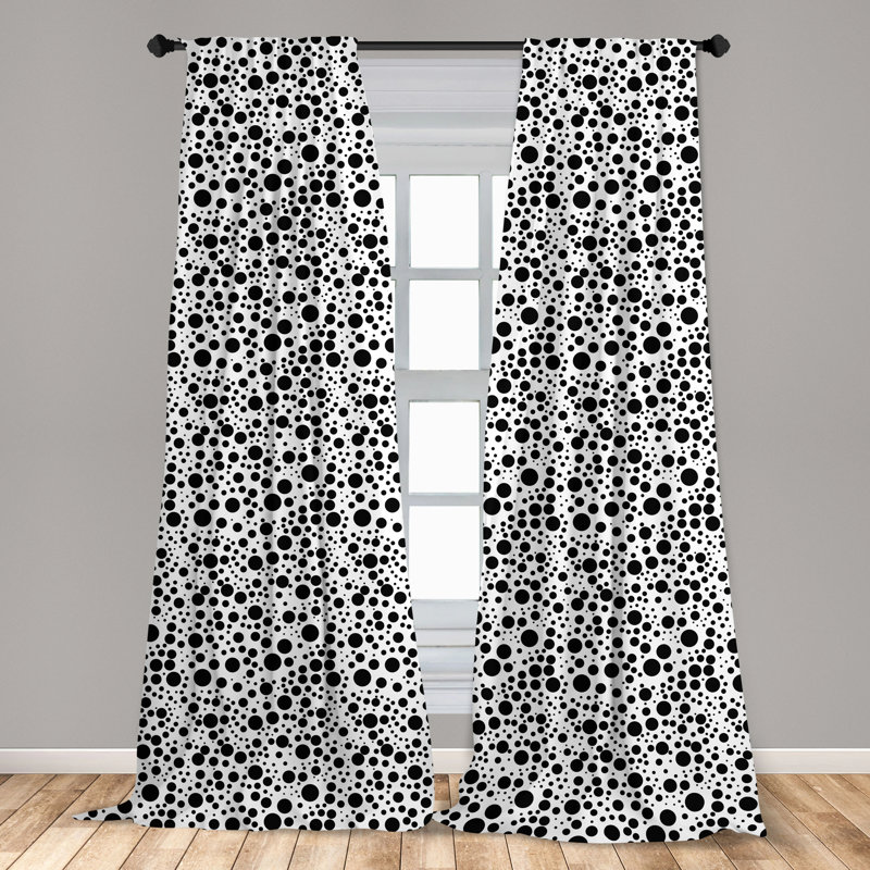 Black and White Polka Dot Polyester Room-Darkening Curtain Panels