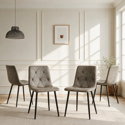 17.73"wide Armless Dining Chairs, leathaire Fabrics.Metal Legs