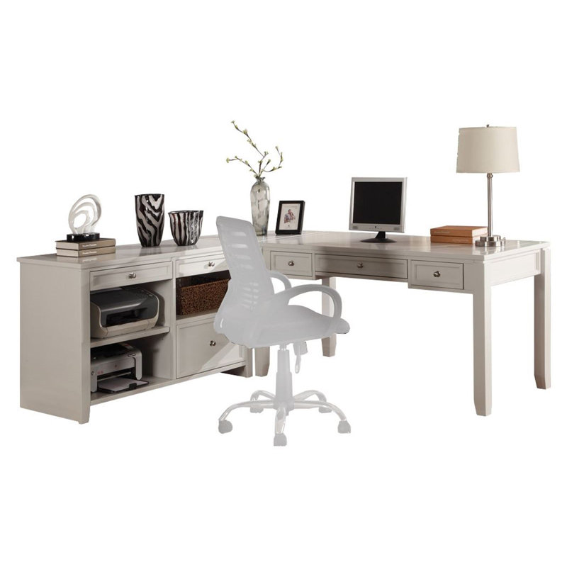 Ensemble de bureau d'ordinateur en L en bois massif 3 pièces Annmarie