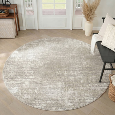 Lafever 5'3" x Round Beige Modern Indoor Rug