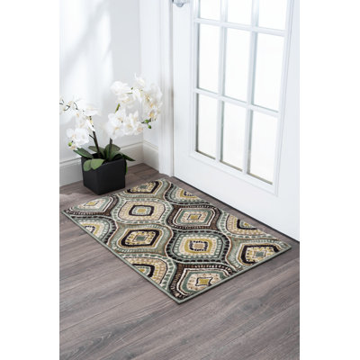 Martello Geometric Seafoam/Brown Area Rug