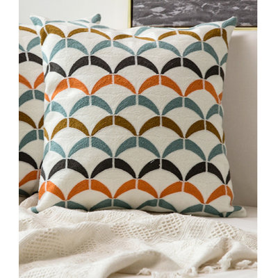 Crescent Multicoloured Embroidered Pillow Cover And INSERT