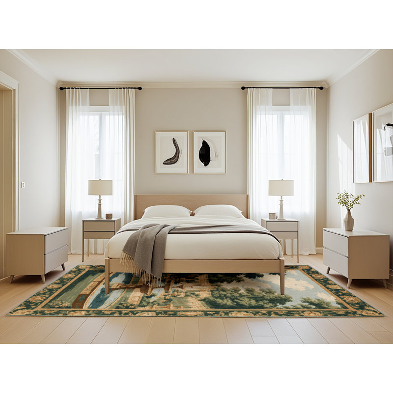Tapis vert français lavable à la machine, Rectangle de 5 pi x 8 pi