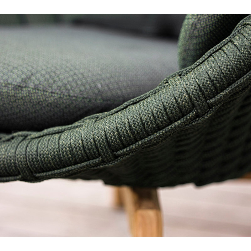 Peacock Papasan Chair with Teak Legs, Dark Green, Dark Gray