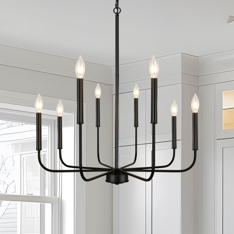 Lustre de style campagnard classique à 8 lumières à intensité variable Marshana