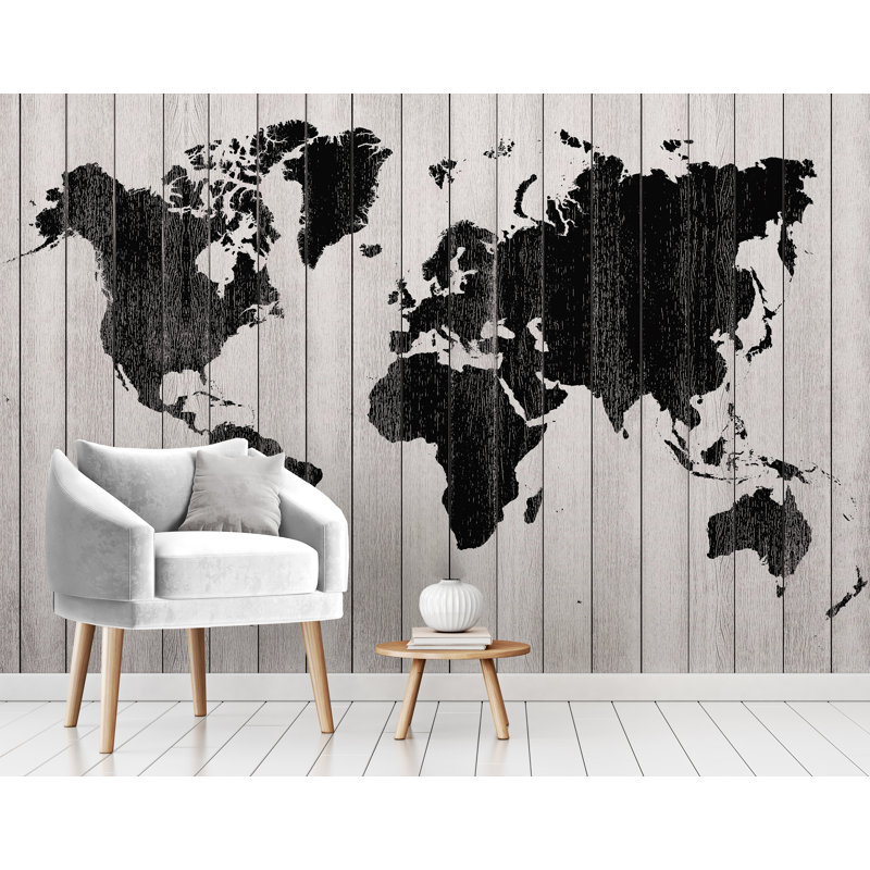 Murale du monde en bois, l 96 po x L 144 po