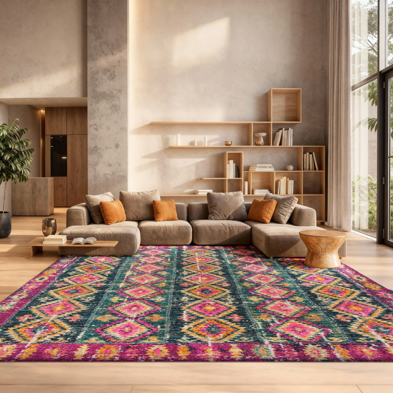 Felty Southwestern Fuchsia Area Rug, Rectangle 8' x 10'