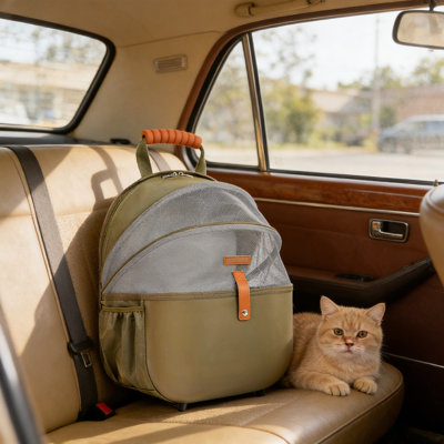 Sac de transport extérieur pour animaux 16,9 x 13,4 x 10,6 po, léger et respirant pour chats, vert