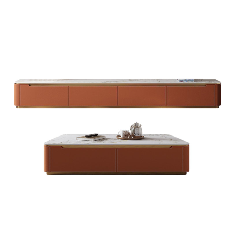 Meuble télé avec table basse, Brun
