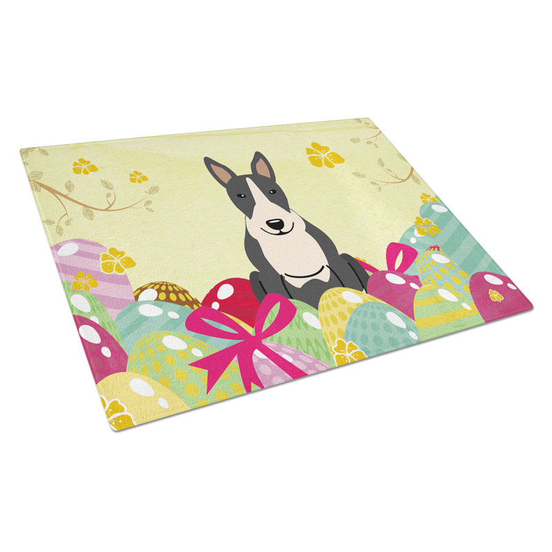 The Holiday Aisle Saroyan Glass Bull Terrier Cutting Board, Black/White