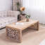 Table basse 47,2 "en bois massif sculpté - aspect fabriqué à la main avec panneaux latéraux ornés-881567689