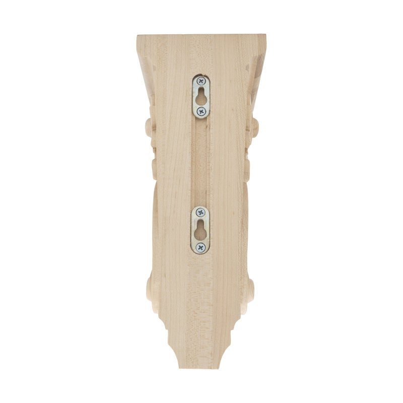 12-1/2 in x 5-1/8 in x 5-3/8 in Unfinished Hand Carved Solid Acanthus Leaf Wood Corbel, Hard Maple
