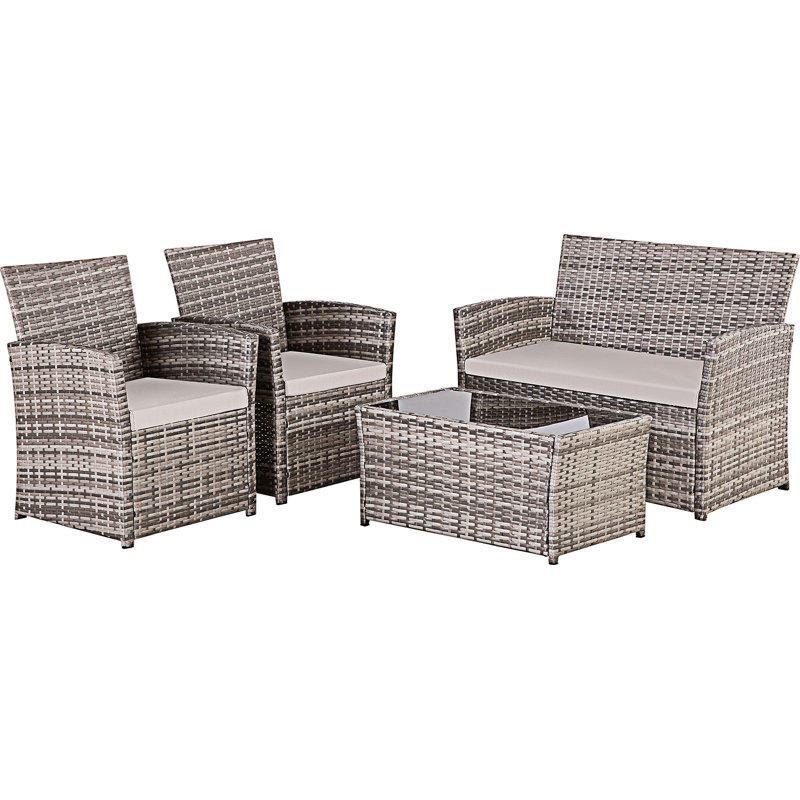 Ensemble de canapés modulaires d'extérieur 4 pièces, Gris, Brun clair