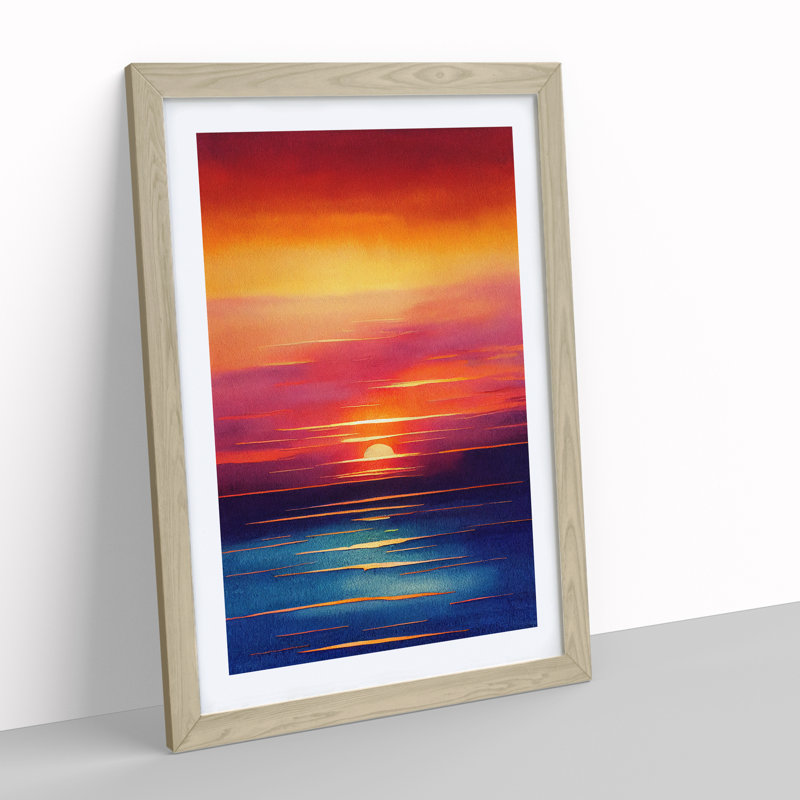 Fanciful Sunset - Single Picture Frame Painting, 46cm H x 34cm W x 2cm D, Oak