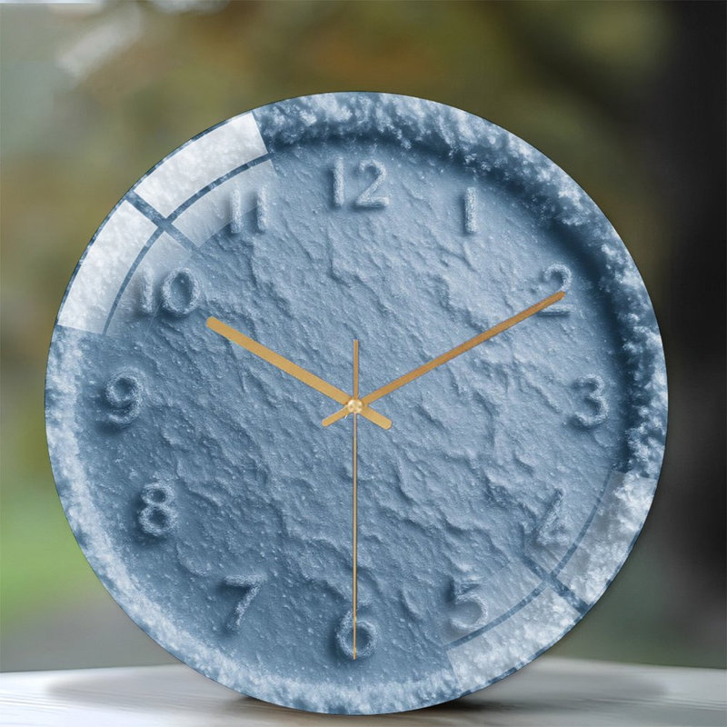Frozen-Clock-Face-With-Numbers Art - 12'' Modern Glass Wall Clock