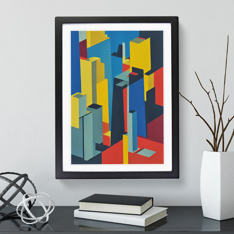 Unique Abstract Architecture No.4 Skyscraper - Single Picture Frame Print, 64cm H x 46cm W x 2cm D, Black Framed