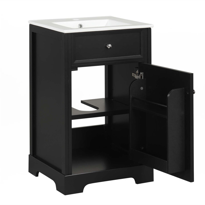 Meuble-lavabo de 20 po avec lavabo, Noir