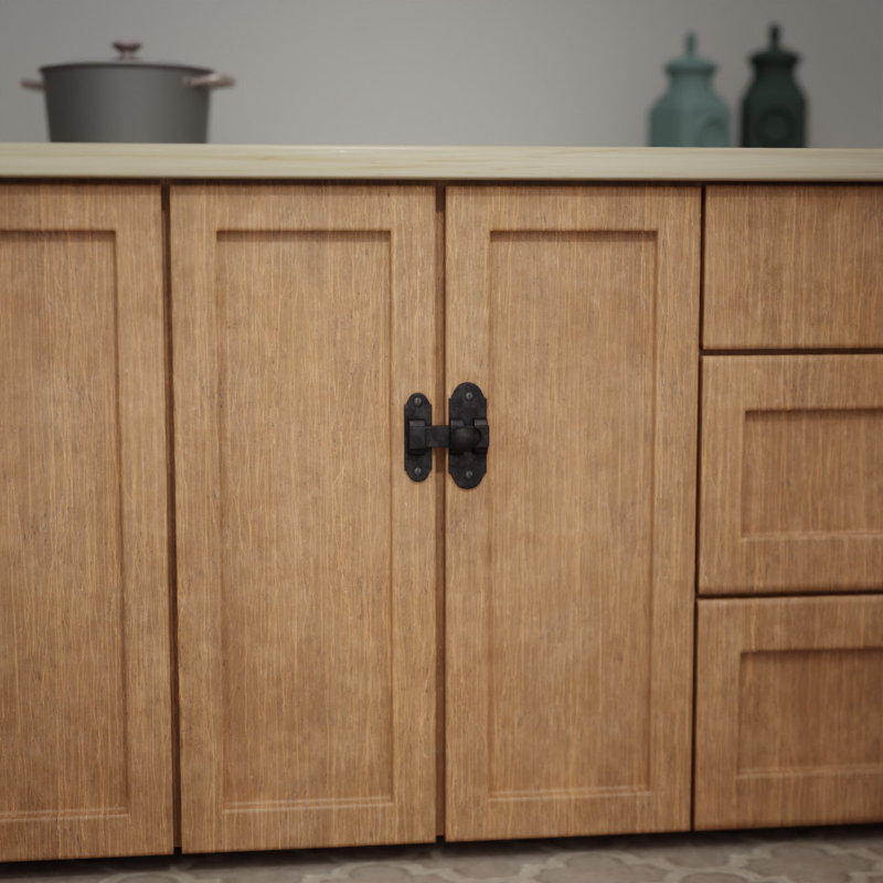 Verrou de porte / d'armoire coulissant - Sécurité en fer forgé noir