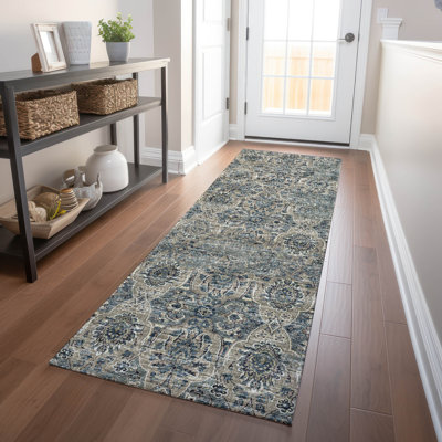 Tapis bleu Premium Alliah AMF95 lavable à la machine