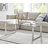 Huxley Sled Coffee Table – GlassTop, Metal Base, Modern Industrial Living Room Table-769394031-769474414