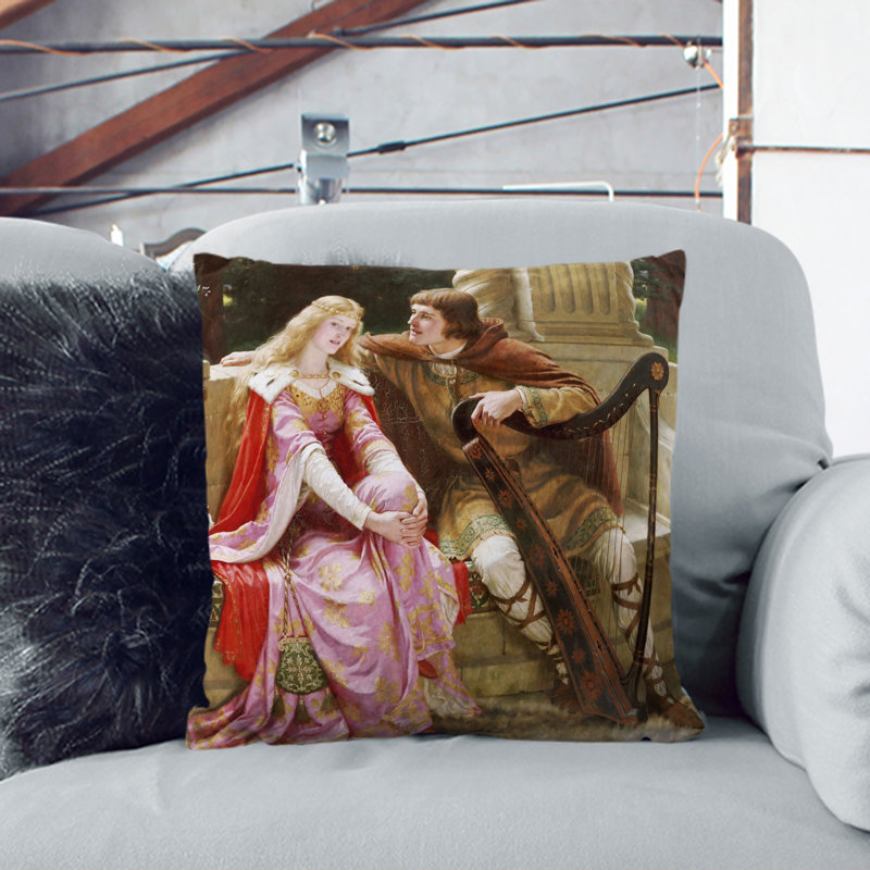 Tristan And Isolde Square Throw Cushion, Stone, 55cm H x 55cm W x 20cm D