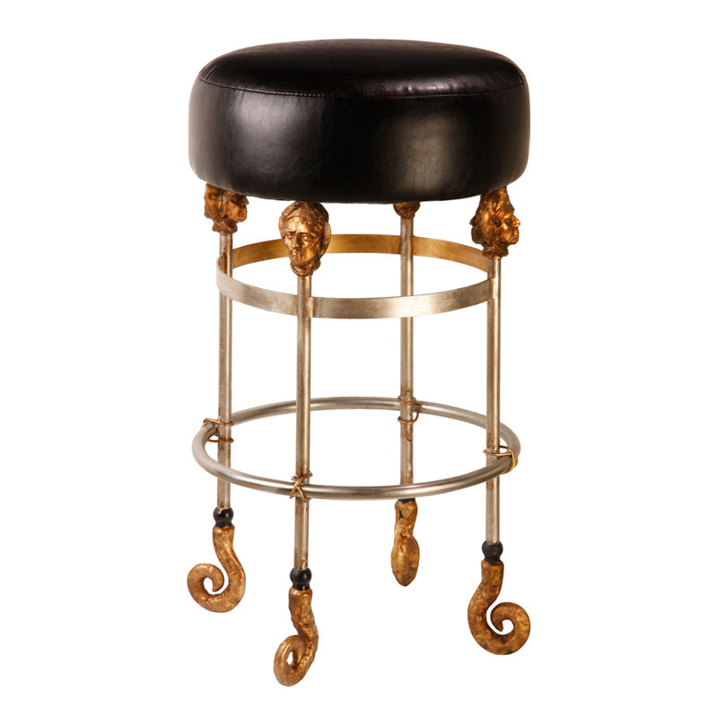 Armory 31" Bar Stool, Black, Bar Stool (31" Seat Height), Gold