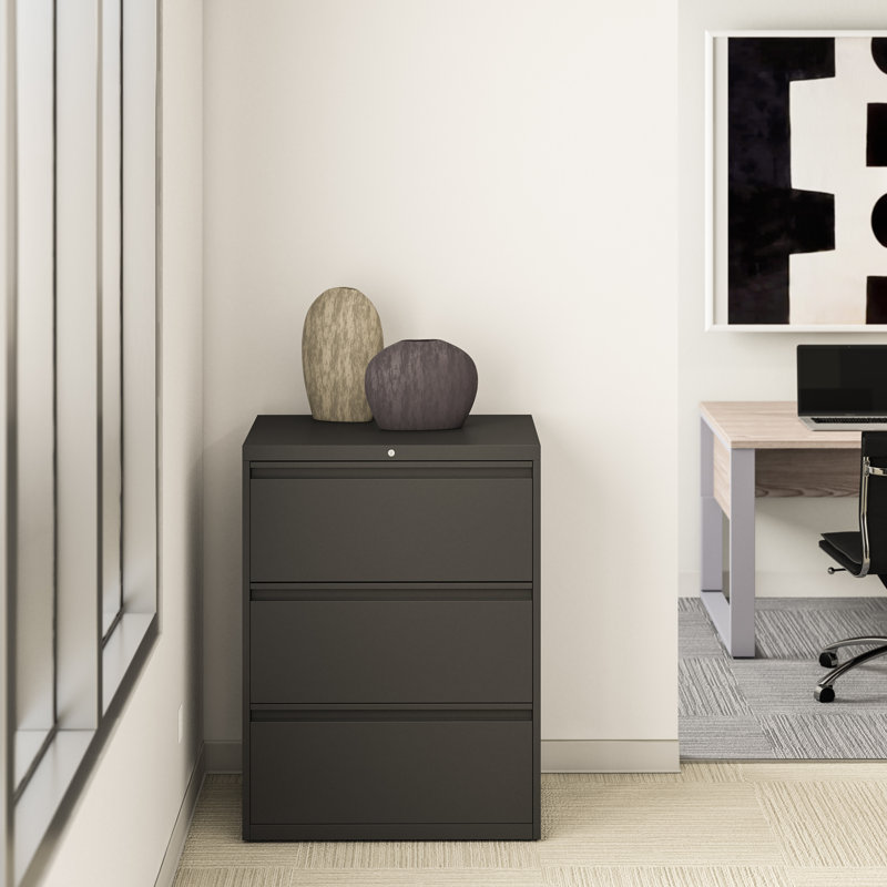 36'' Wide 3 -Drawer Steel File Cabinet, Black