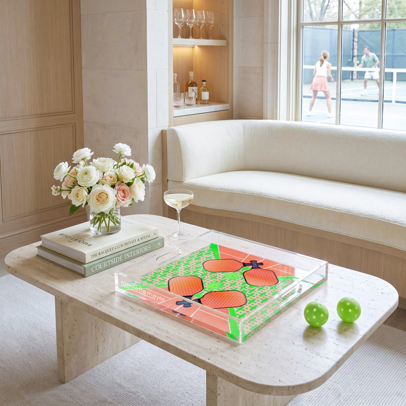 Abstract Decorative Tray, 2" H x 15" W x 15" D, Pam/Emma
