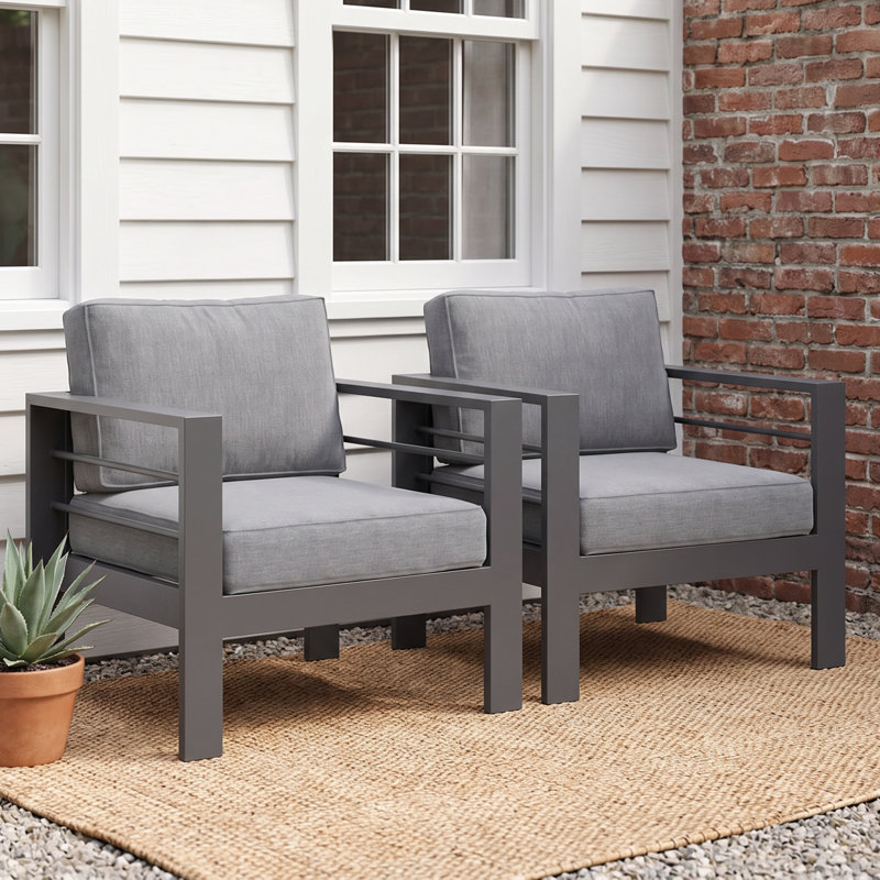 Chaise de patio en aluminium 2 pièces, Gris / Gris