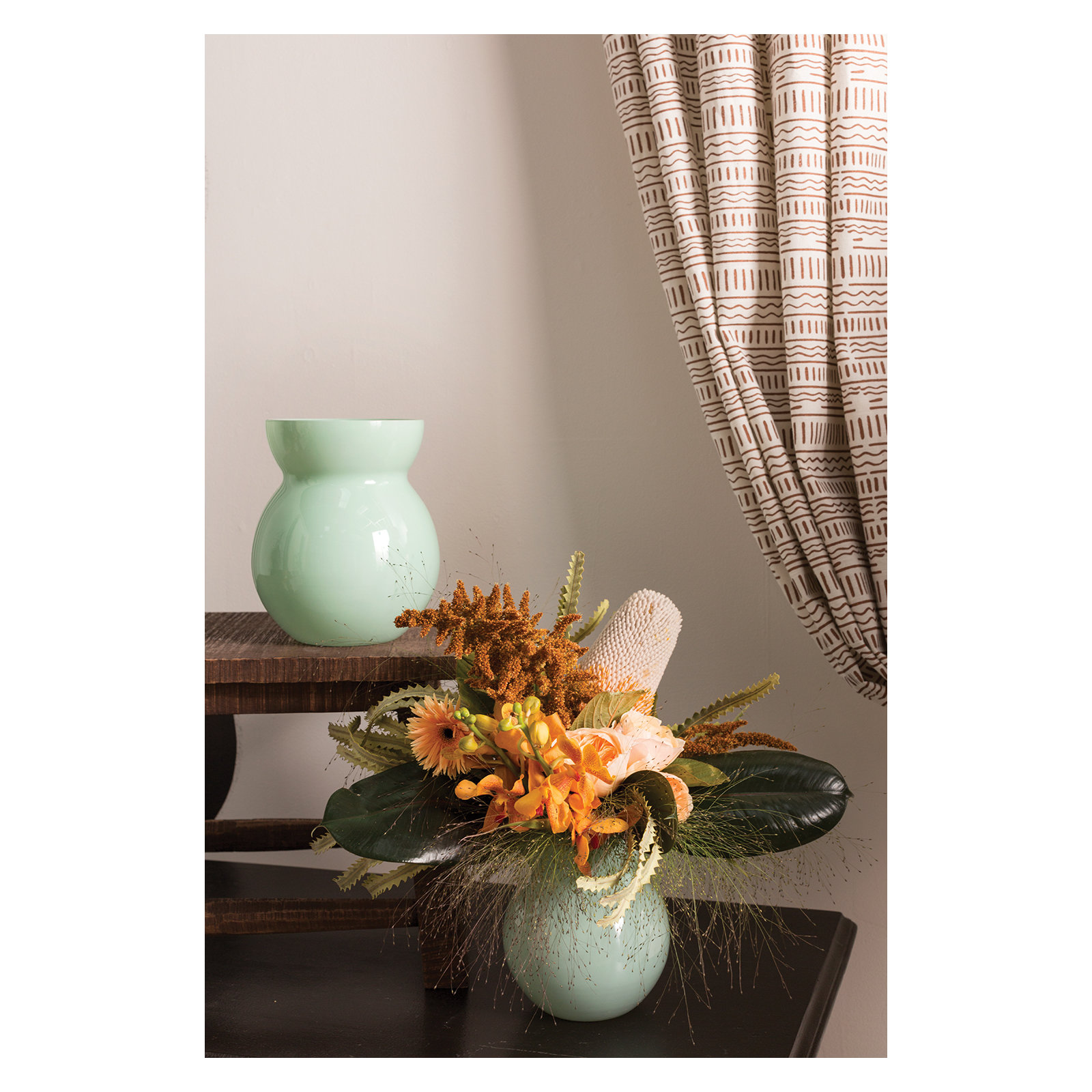 Dewey Handmade Glass Table Vase, 6.5" H x 5.5" W x 5.5" D, Light Green