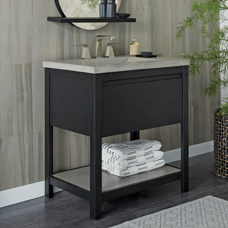 Solace 30.5" Single Bathroom Vanity Set, Midnight Oak, Ash, Ash