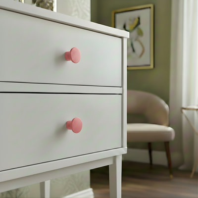 ROUS Hardware Mid-Century Modern Aluminum Round Cabinet Knob,Blush (Pink) 1-Count