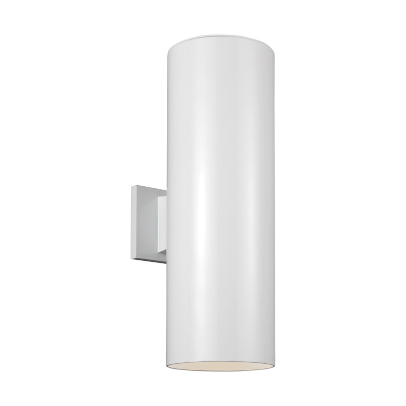 Applique murale d'extérieur à 2 ampoules Dylan, H 18,25 po x l 6 po x P 6 po, Blanc, Non