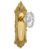 Crystal Chateau Interior Mortise Door Knob with Victorian Long Plate