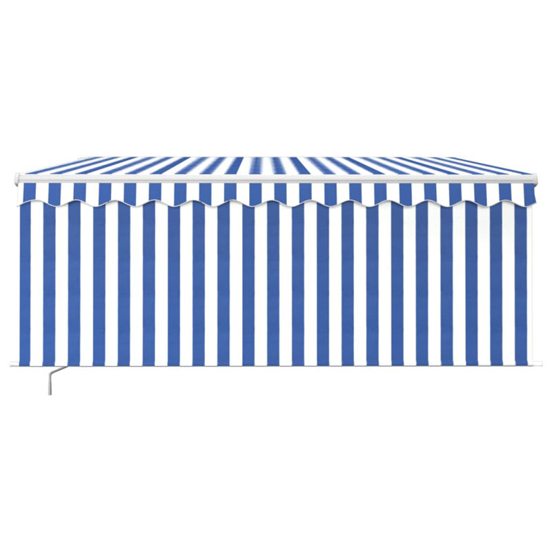 Dakota Fields 250cm D Fabric Blue/White Cover Retractable Patio Awning, Blue, 3.5m W x D 2.5m