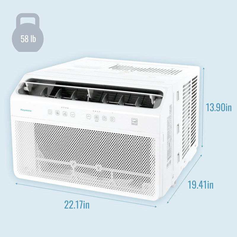 Keystone 12,000 BTU Window Mounted Inverter Air Conditioner with Supplemental Heat and Remote Control, 12000